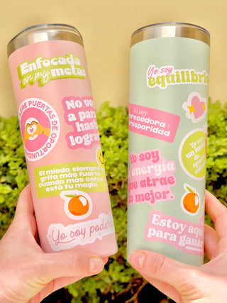 Termo rosa o verde menta